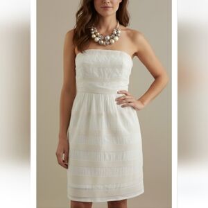 J. CREW Ginny Strapless Dress In Ivory Rugby Stripe Size 8